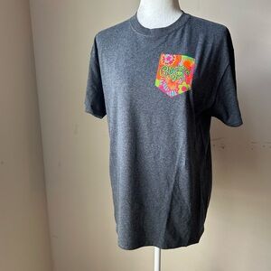 Gray Short Sleeve Tee with Graphic Design